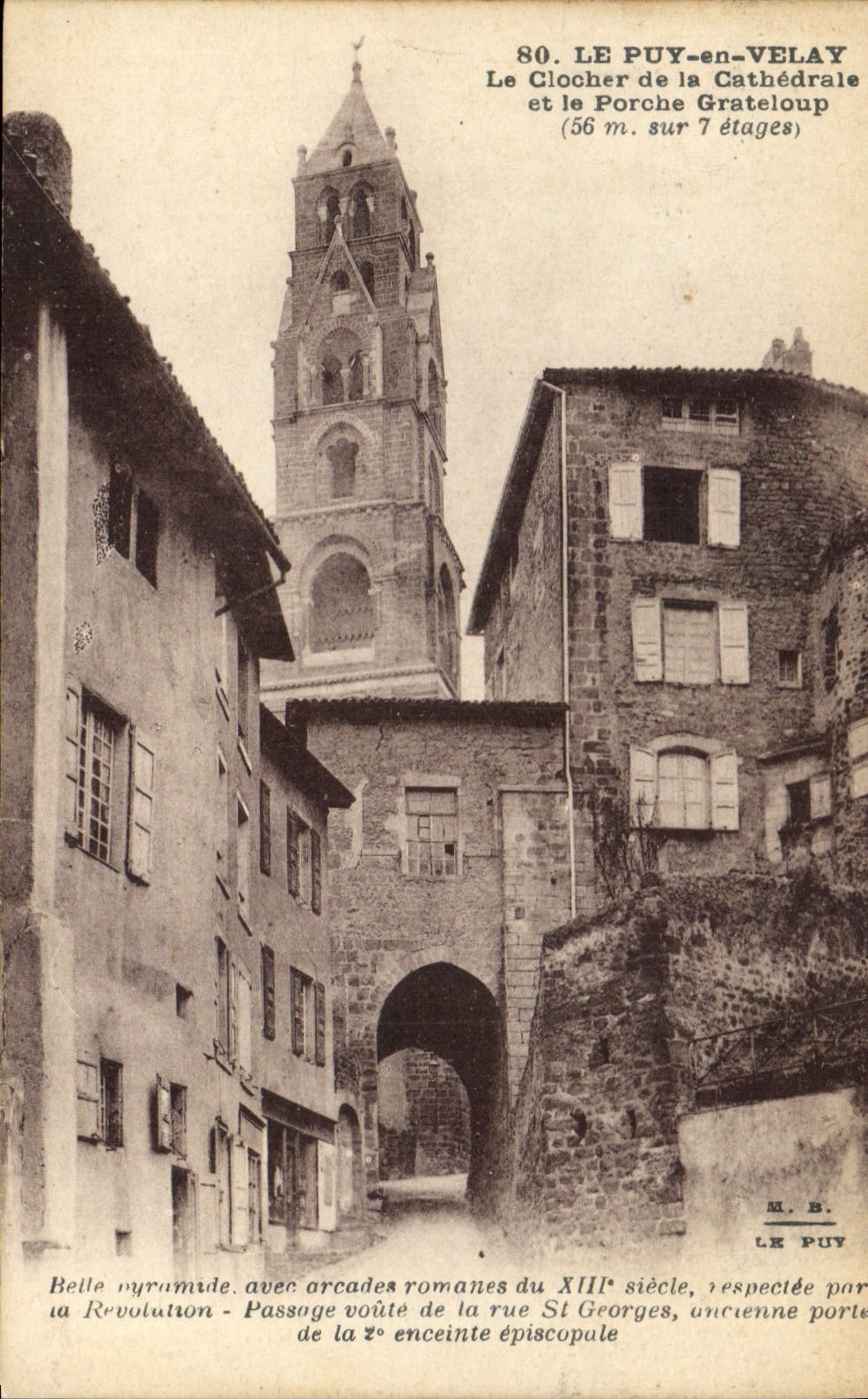 CPA Le Puy en Velay Le Clocher de la Cathedrale et le Porche Grateloup 