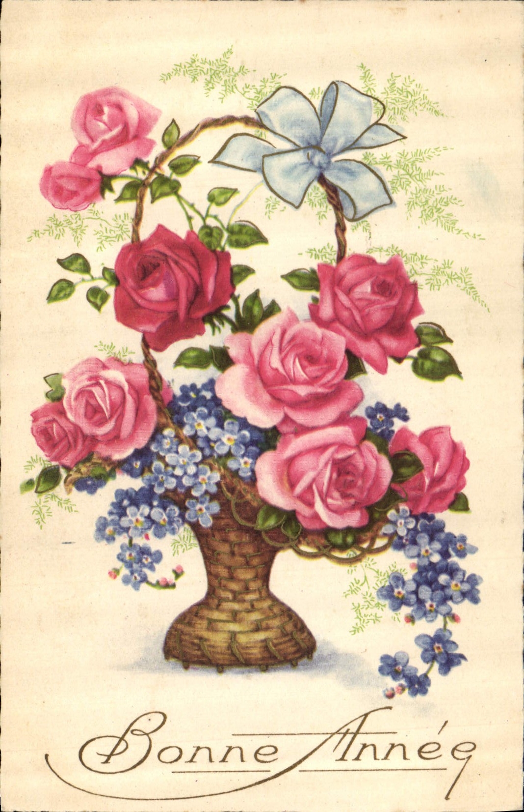 CPA Bonne Annee Fleurs
