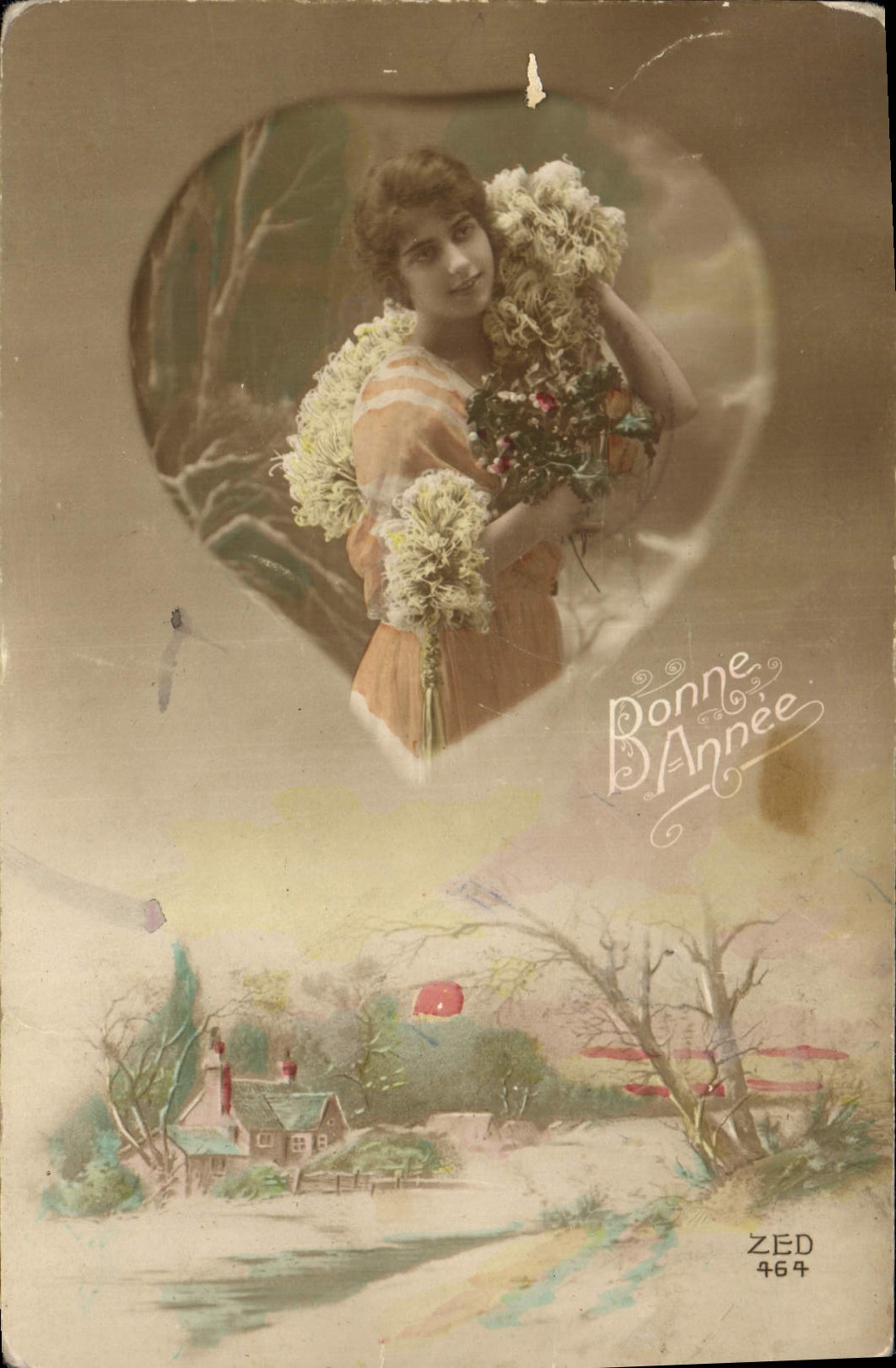 CPA Bonne Annee Femme