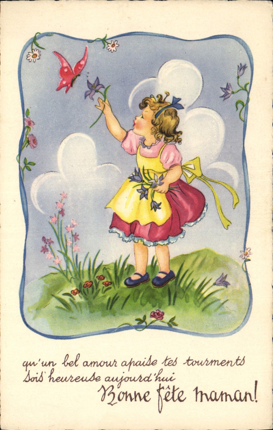 CPA Bonne Fete maman Papillon