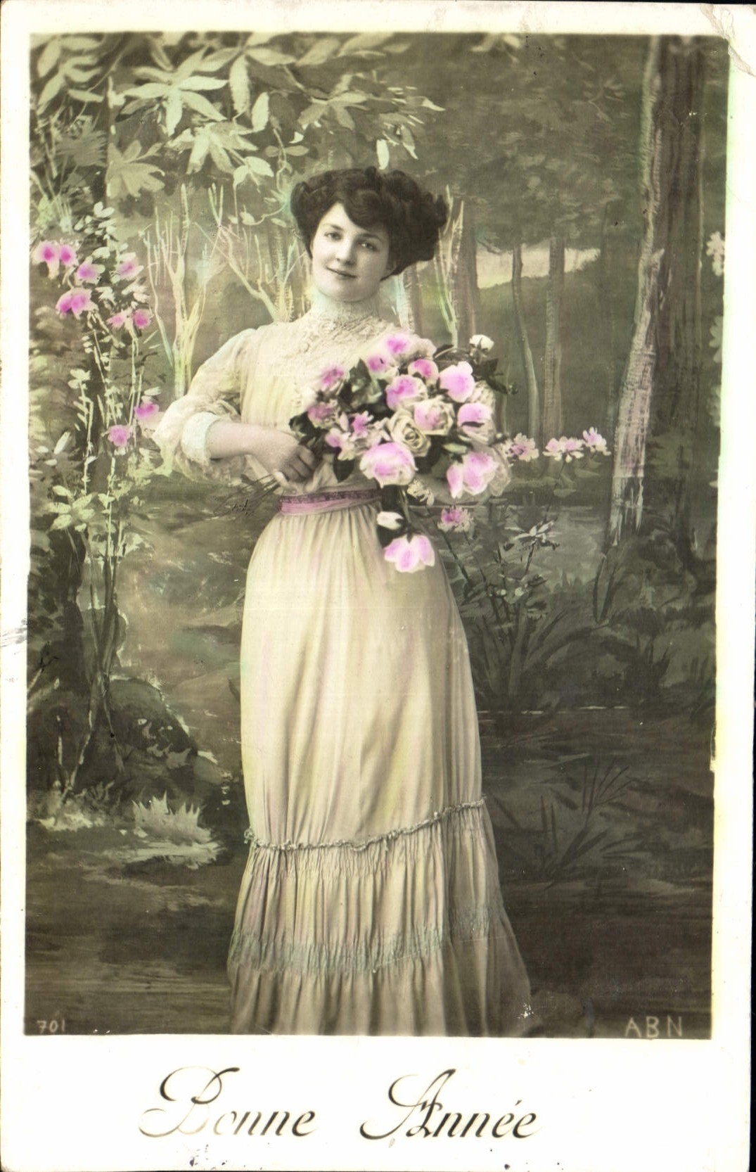 CPA Bonne Annee Femme