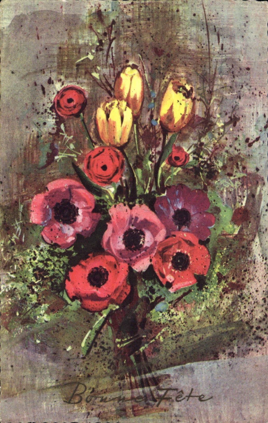 CPA Bonne Fete Fleurs