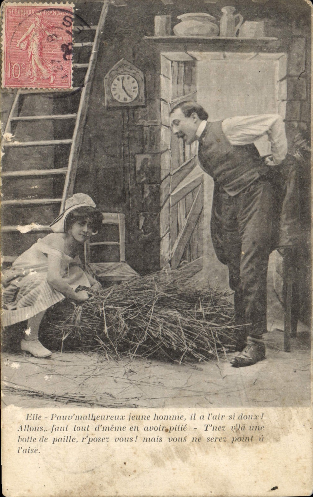 CPA Elle Pauv matheureux jeune homme Femme