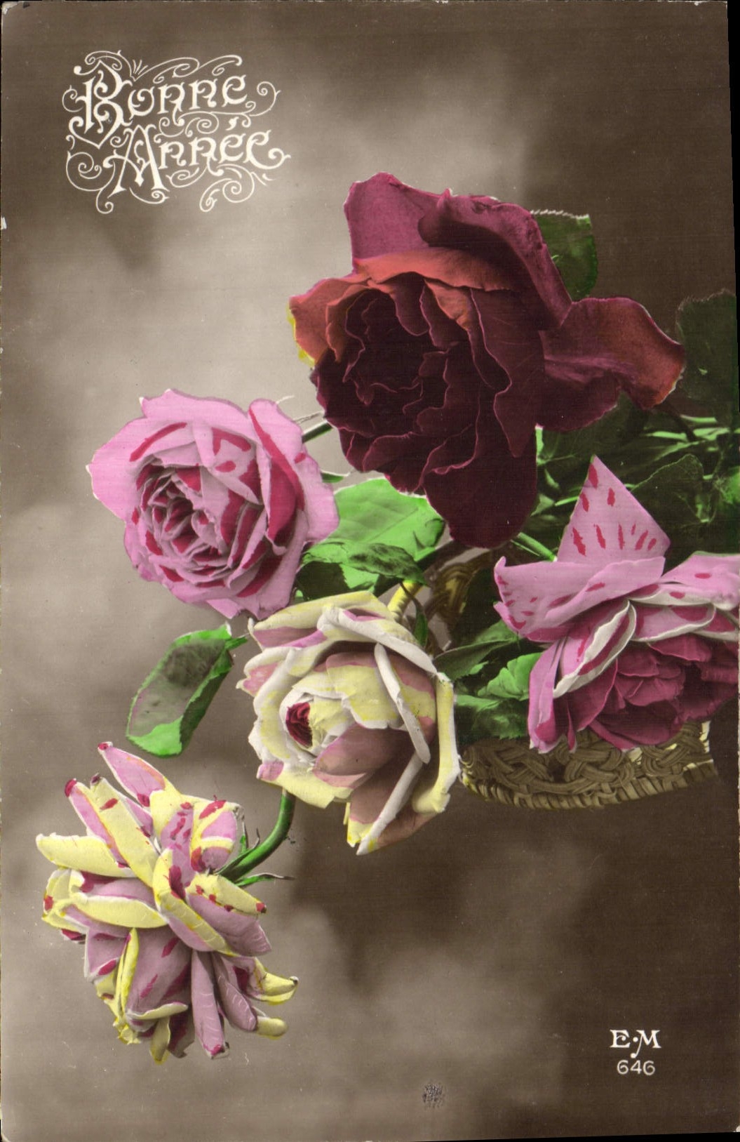 CPA Bonne Annee fleurs
