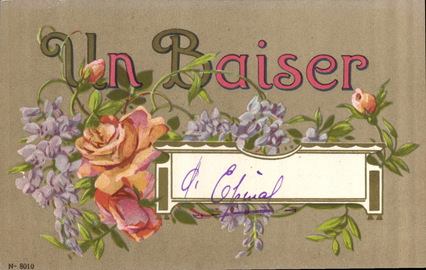 CPA Un Baiser Fleurs