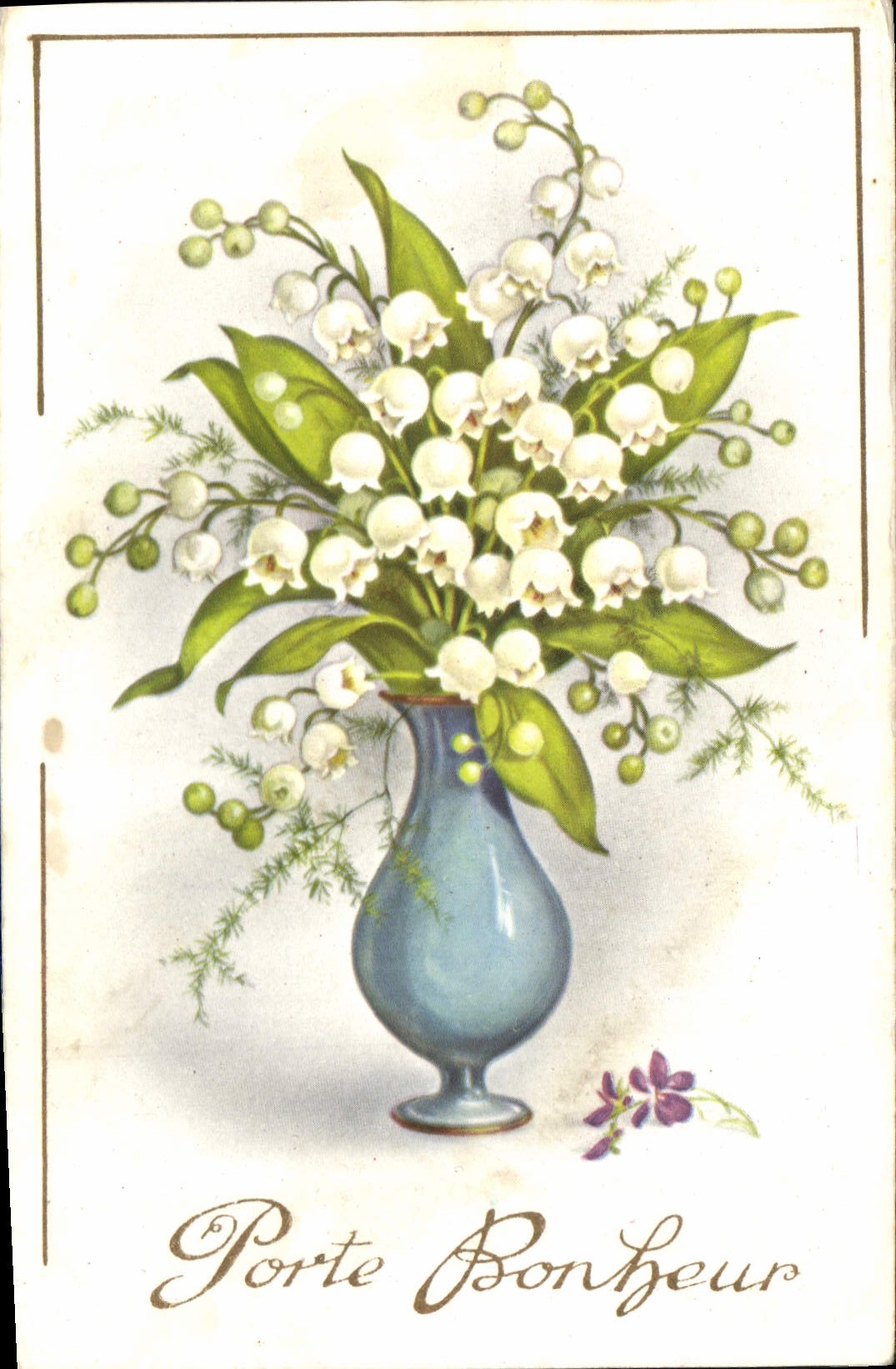 CPA Porte Bonheur fleurs