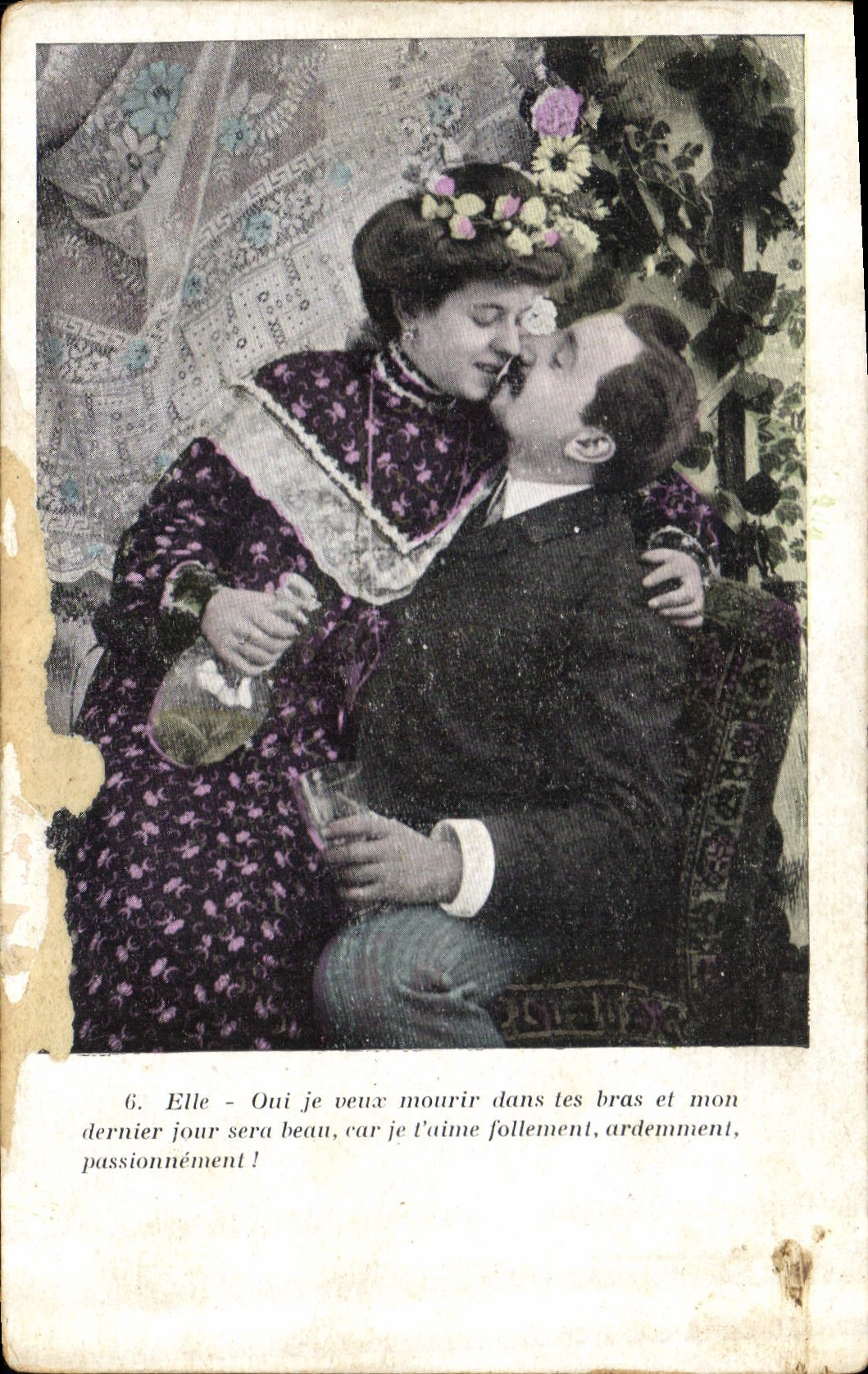 CPA Elle Oui je veux mourir dans les bras et mon dernier jour sera beau