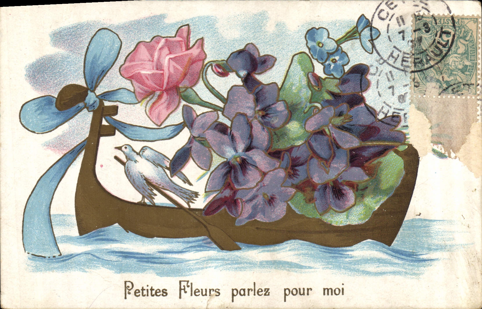 CPA Petite Fleurs parlez pour moi Bateau