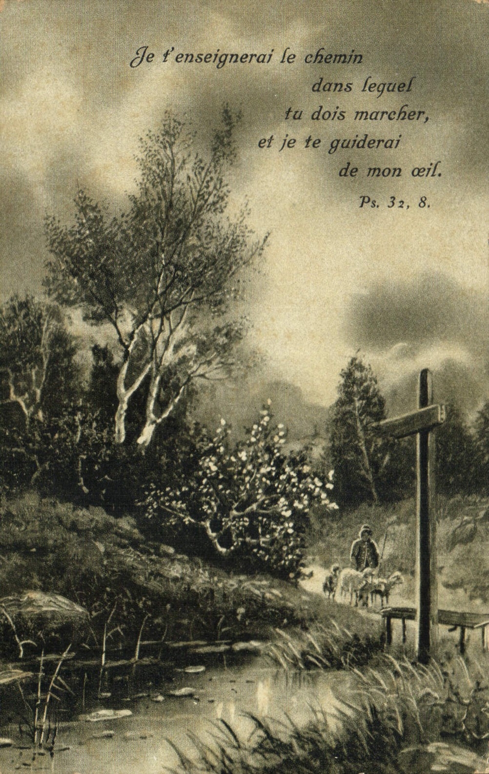 CPA Je t'enseignerai le chemin dans lequel tu dois marcher et je te guiderai de mon oeil 