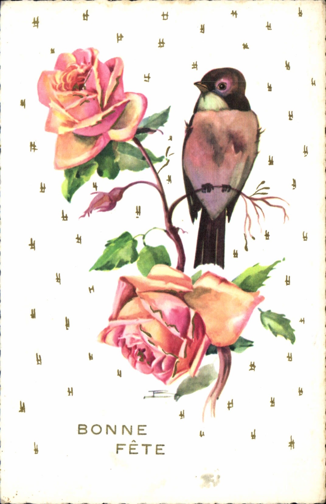 CPA Bonne Fete Fleurs Oiseau