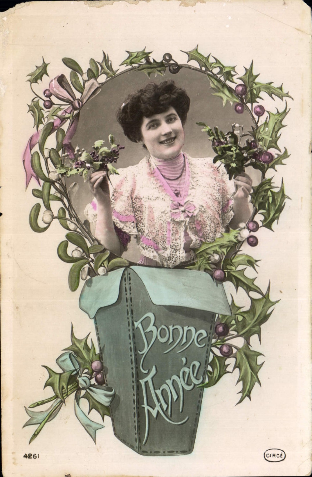 CPA Bonne Annee Femme