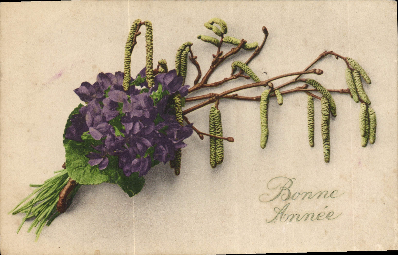 CPA Bonne Annee Fleurs