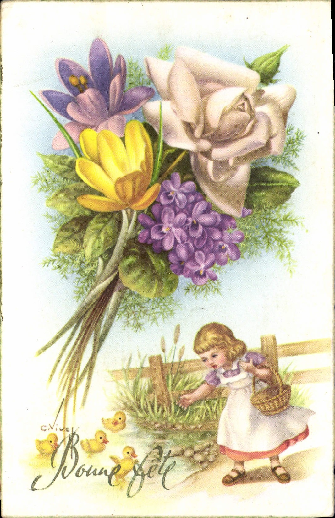 CPA Bonne Fete Fleurs Enfant