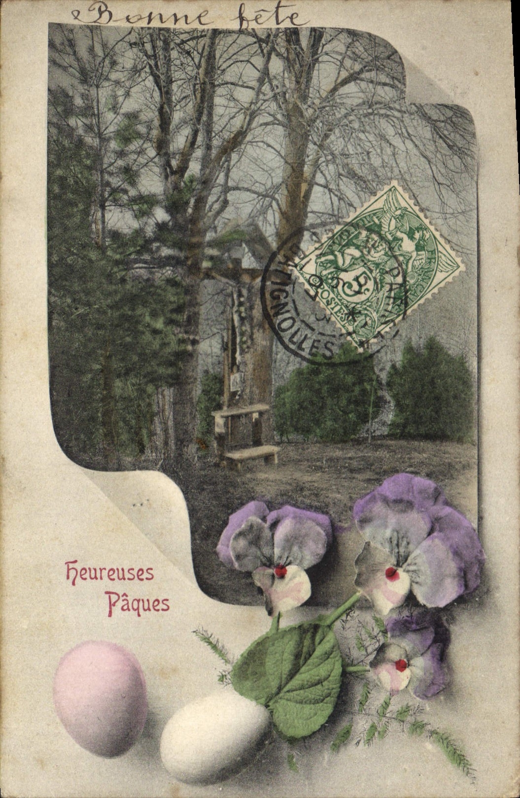 CPA Heureuses Paques fleurs
