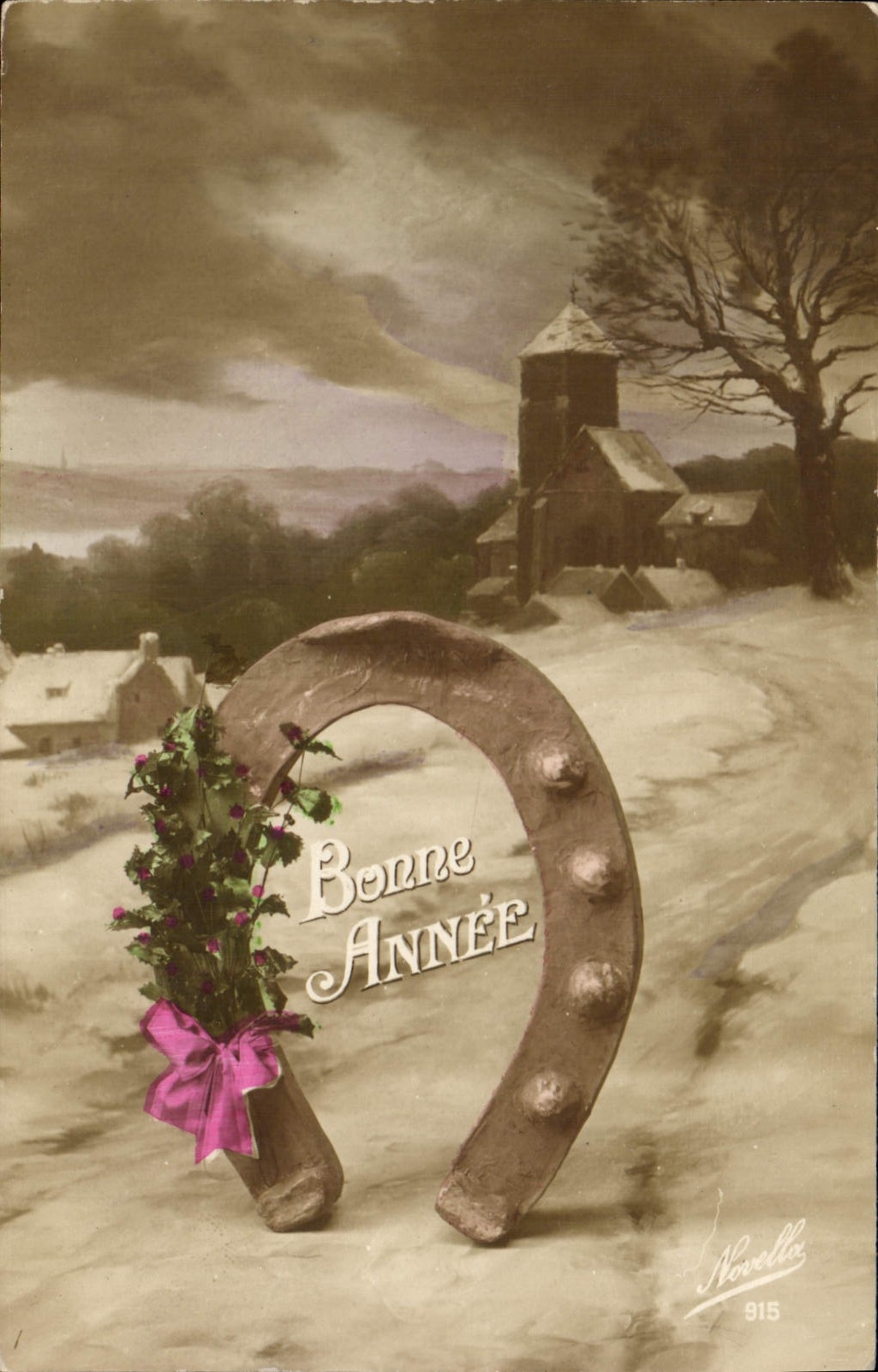 CPA Bonne Annee Fer a cheval
