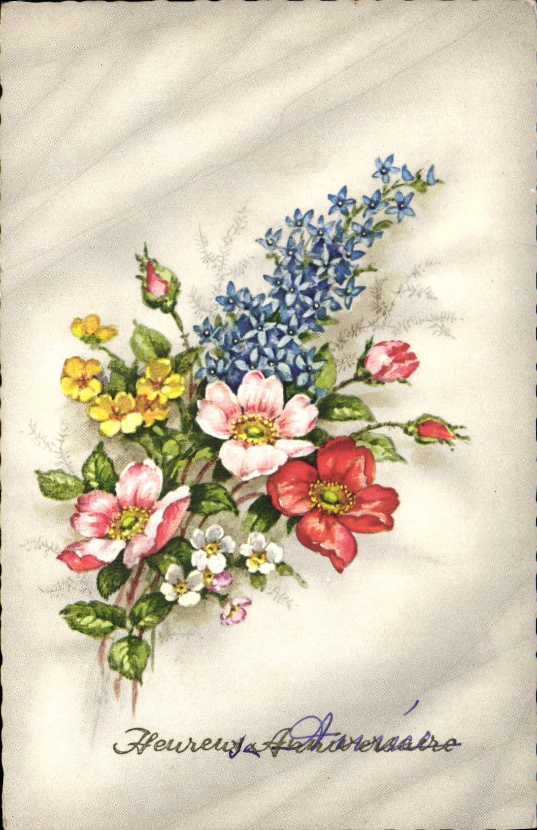 CPA Heureuses Anniversaire  Fleurs