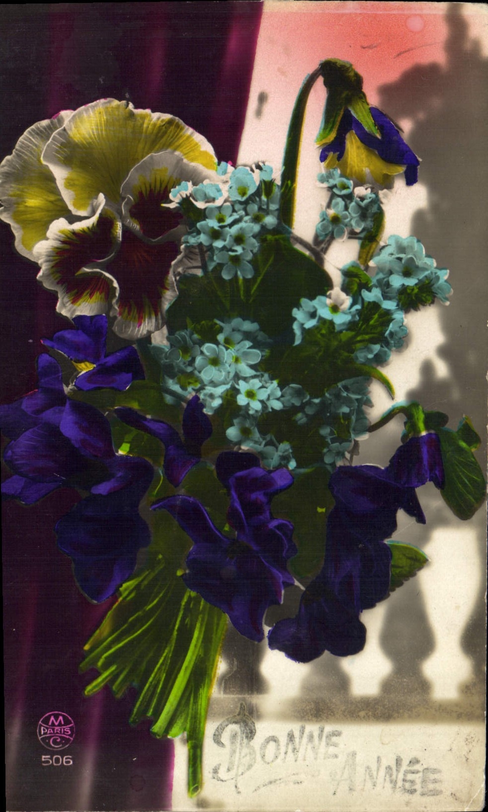 CPA Bonne Annee Fleurs