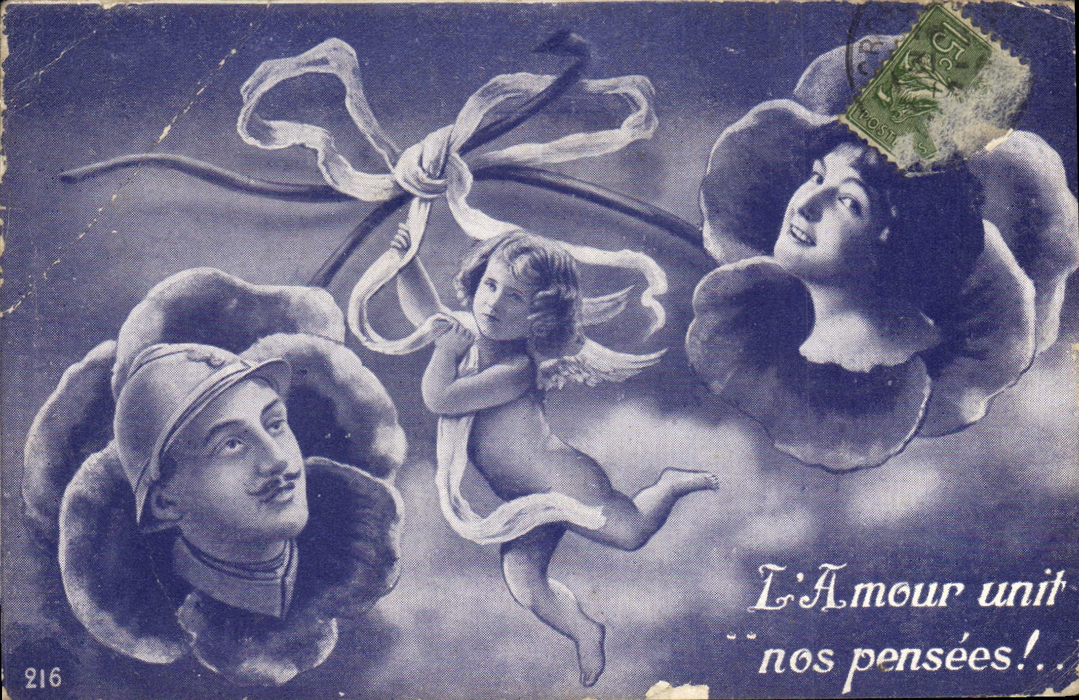 CPA L Amour unit nos pensees Femme Soldat Militaria