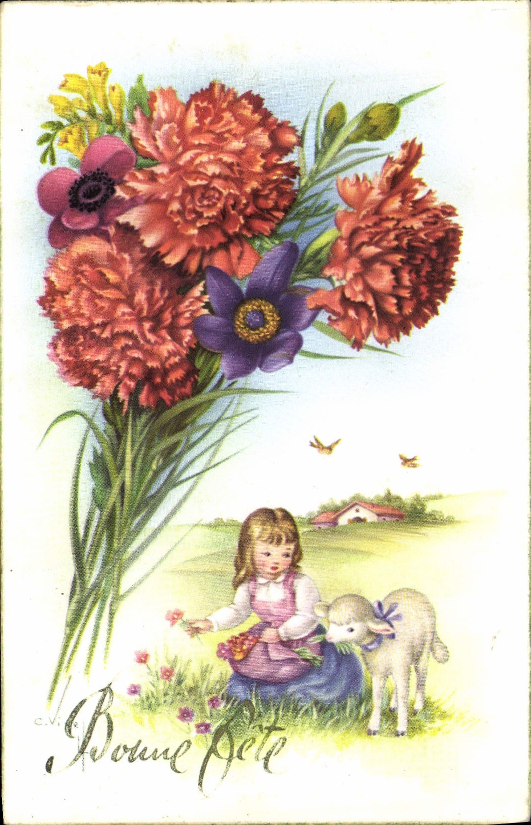 CPA Bonne Fete Enfant Fleurs