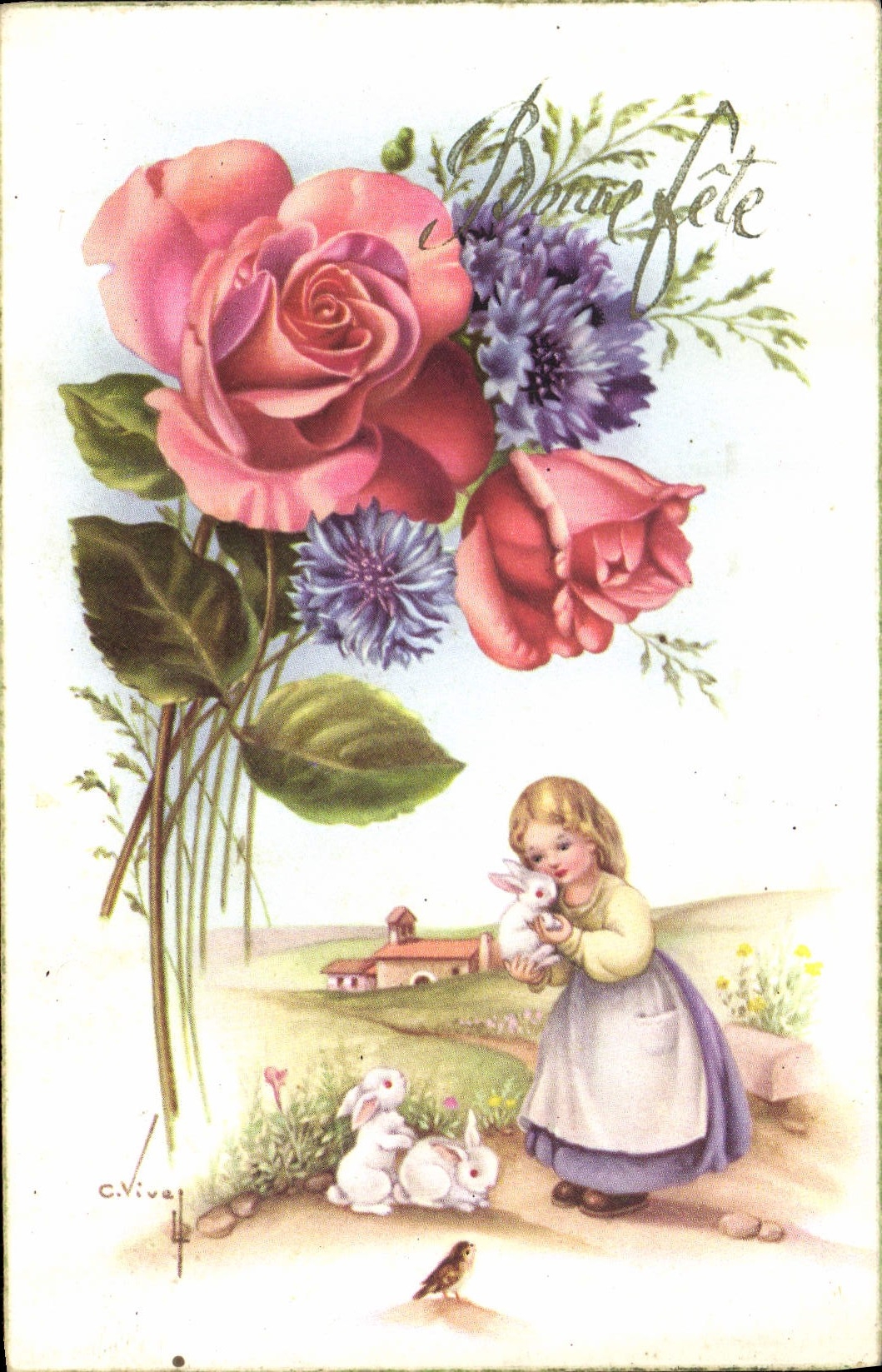 CPA Bonne Fete fleurs