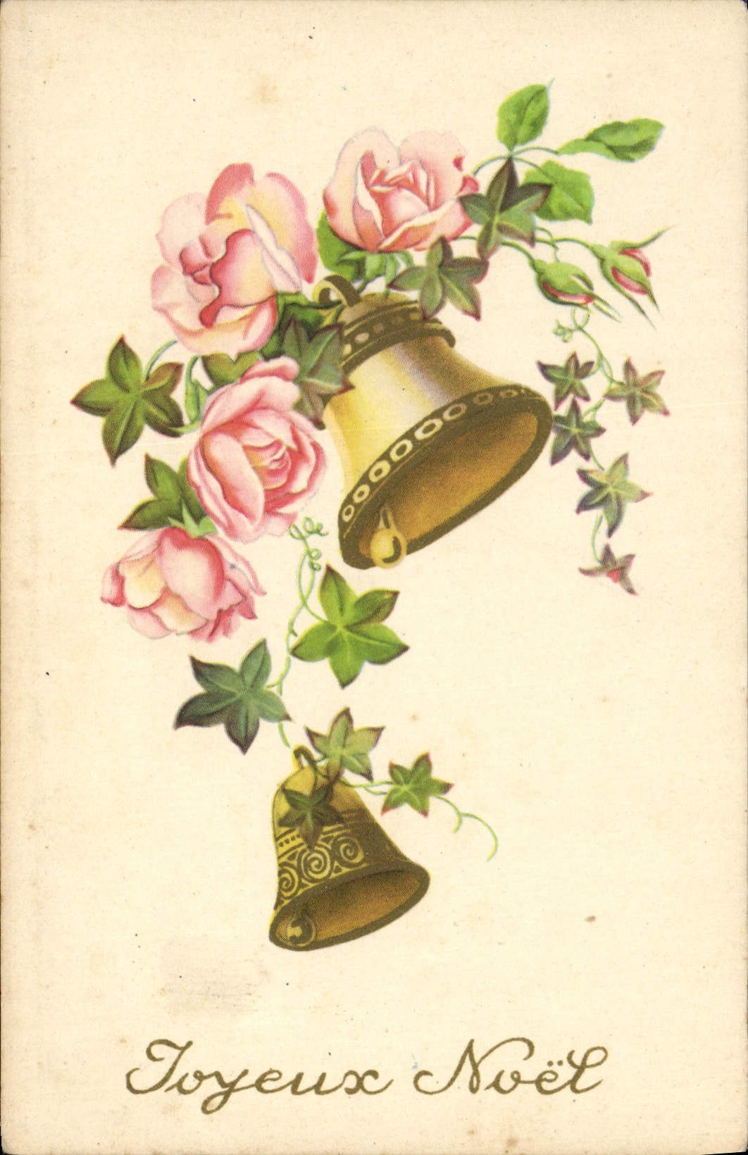 CPA Joyeux Noel Fleurs Cloches