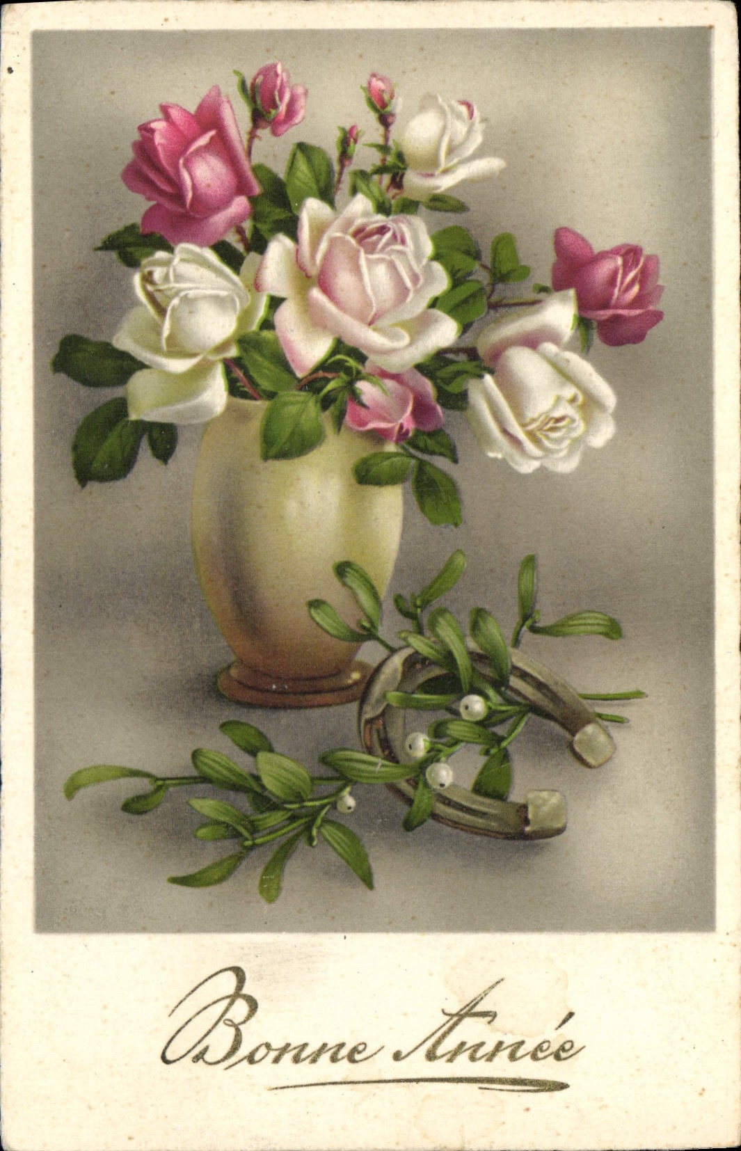 CPA Bonne Annee Fleurs