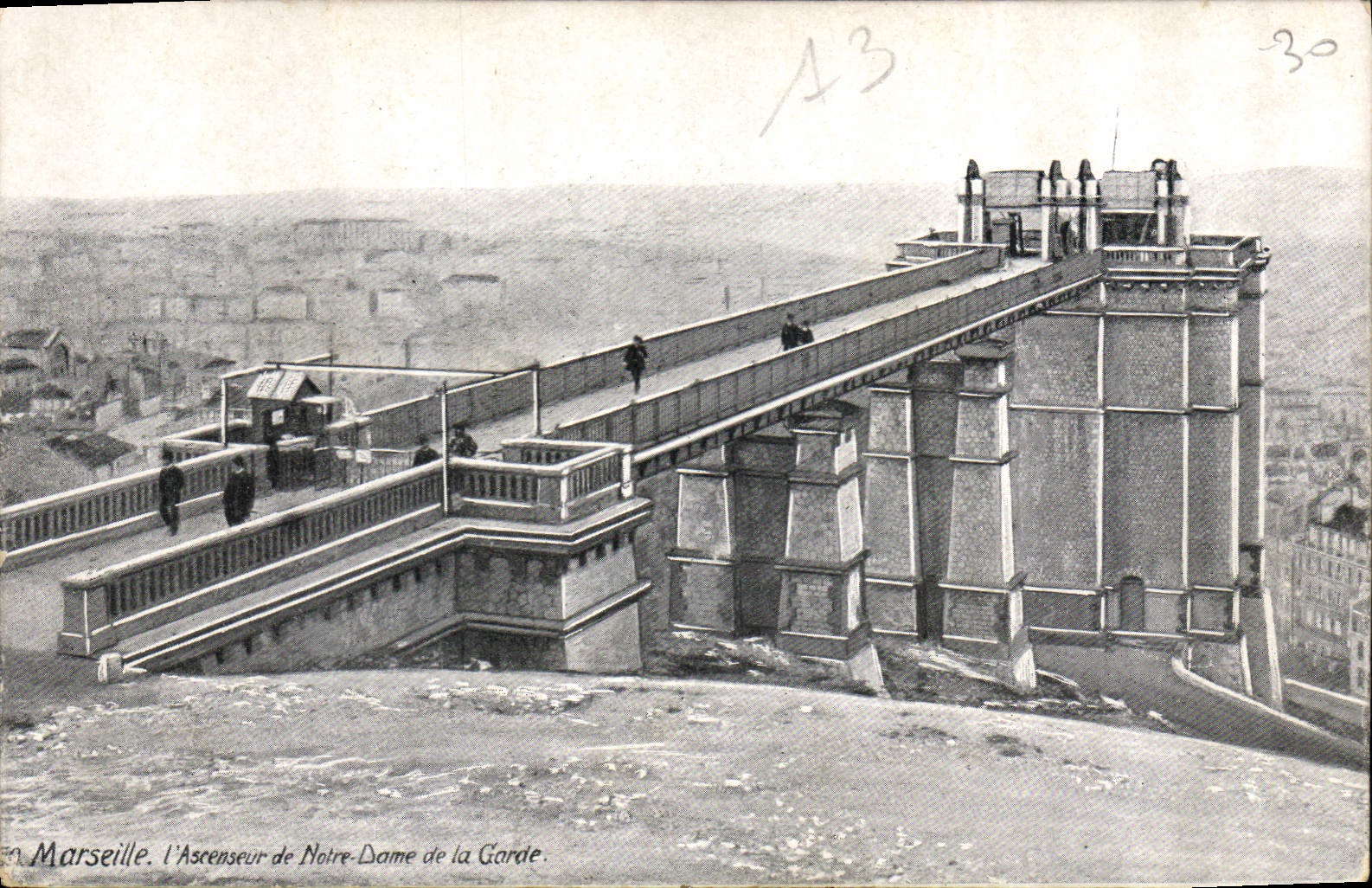CPA Marseille L'Ascenseur de Notre Dame de la Garde 