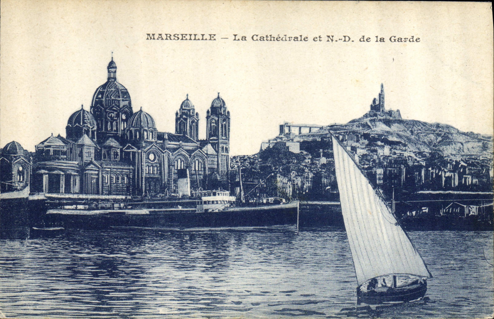CPA Marseille La Cathedrale et ND de la Garde 