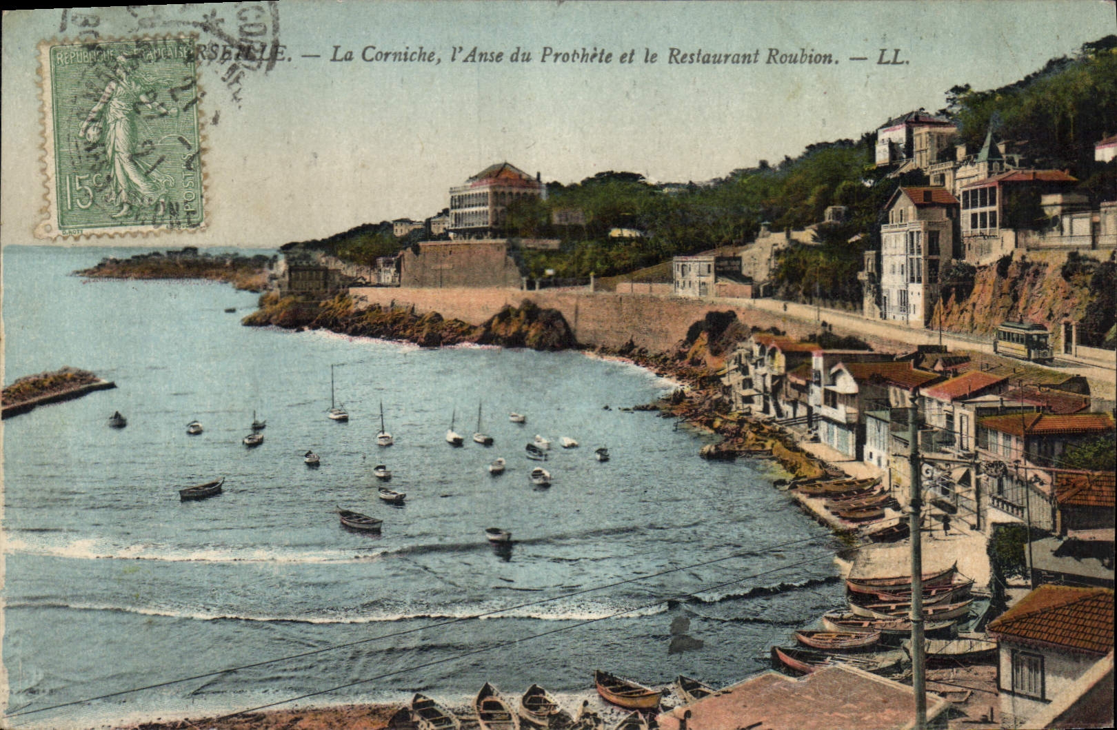 CPA Marseille La Corniche l'Anse du Prophete et le Restaurant Roubion 