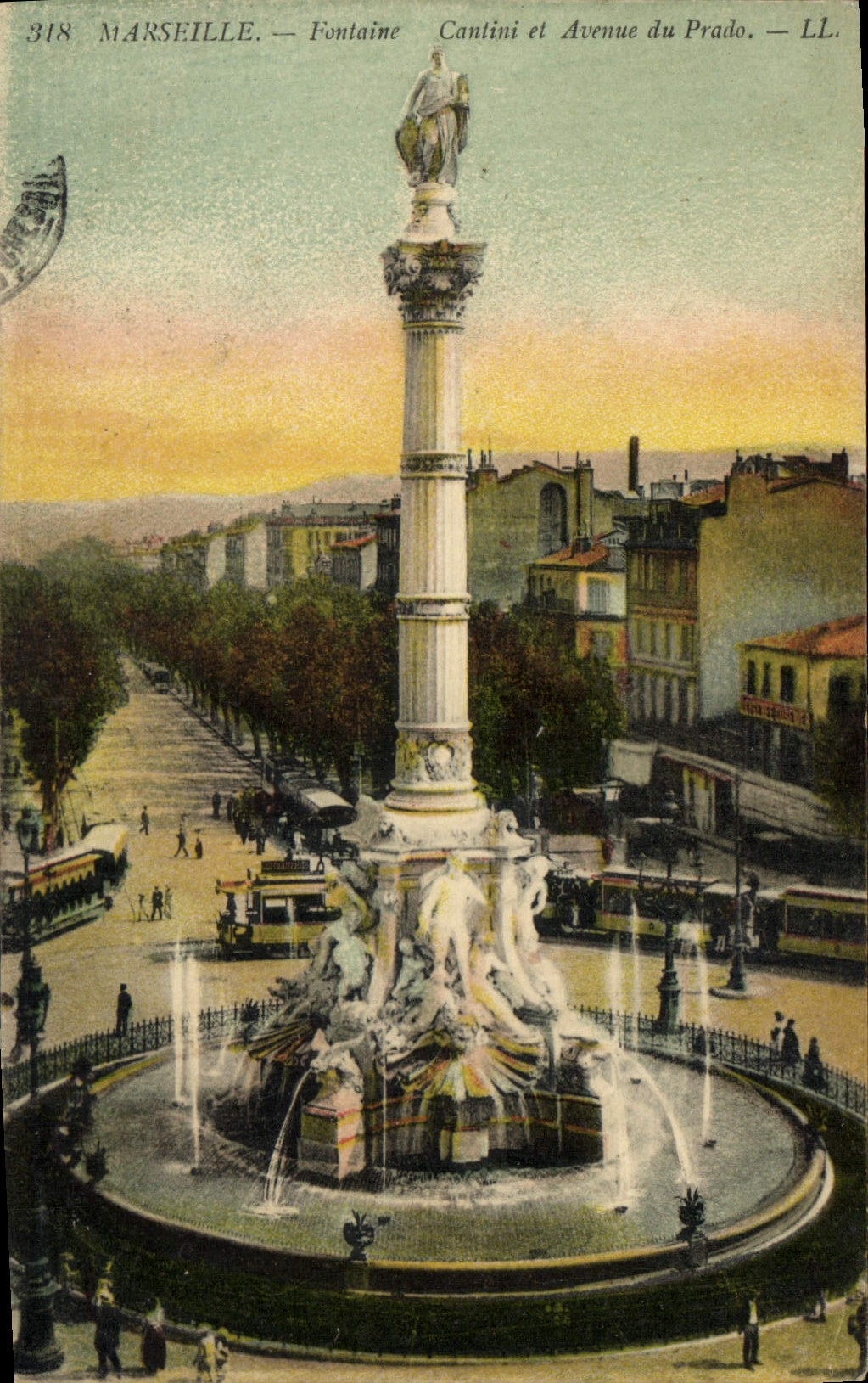 CPA Marseille Fontaine Cantini et Avenue du Prado 