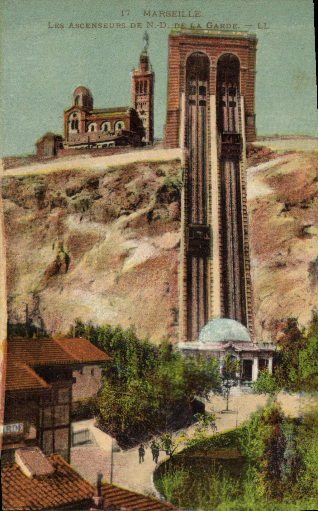 CPA Marseille Les Ascenseurs de Notre Dame de la Garde 