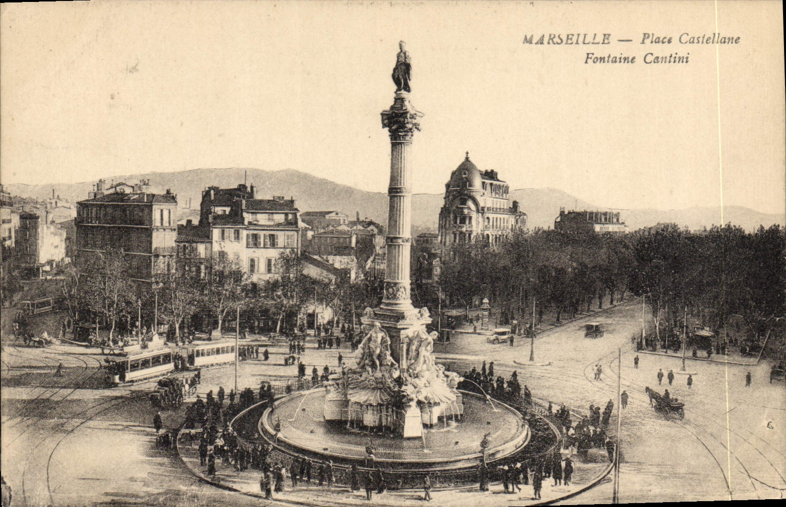 CPA Marseille Place Castellane Fontaine Cantini