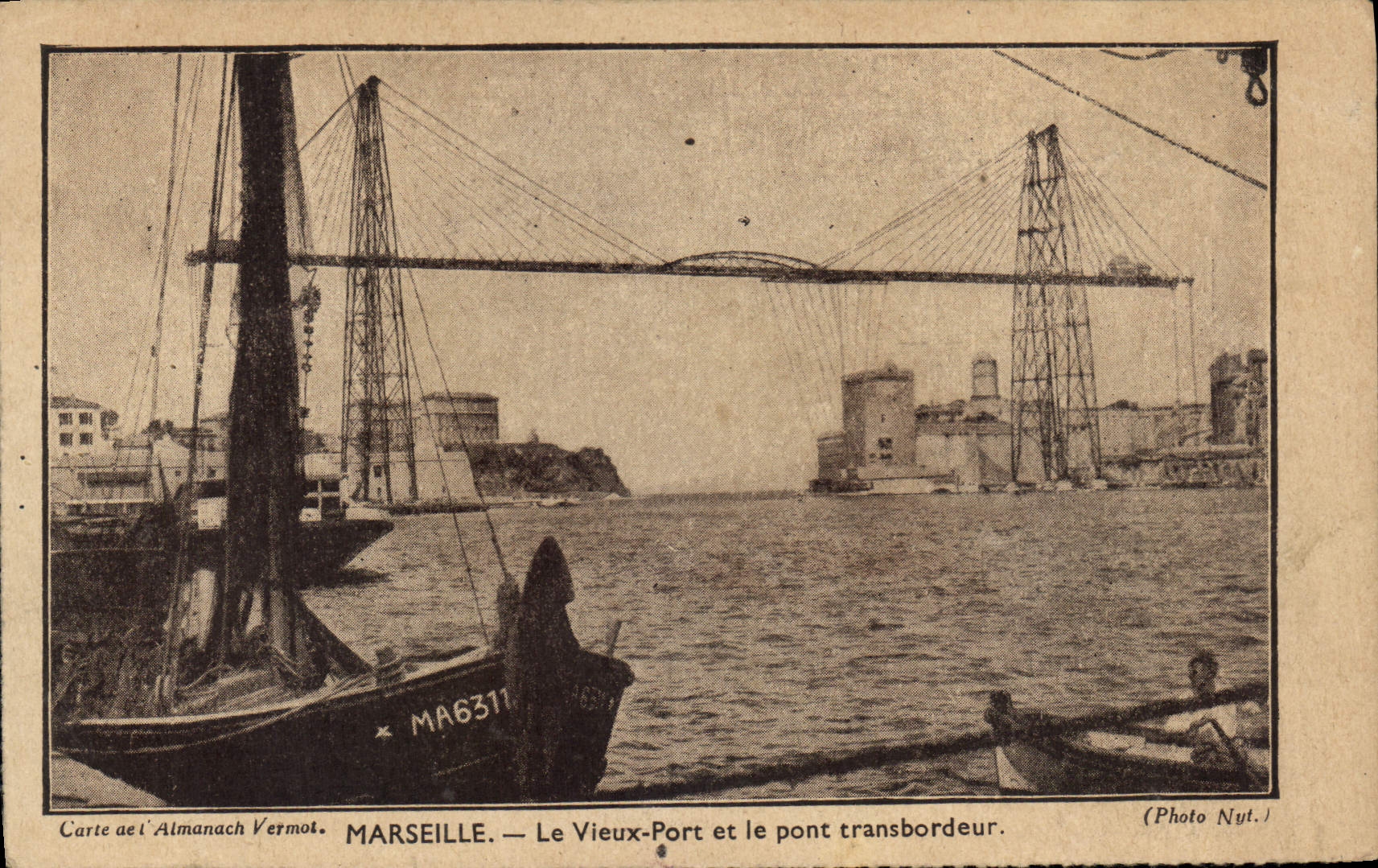 CPA Marseille Le Vieux Port et le Pont Transbordeur 
