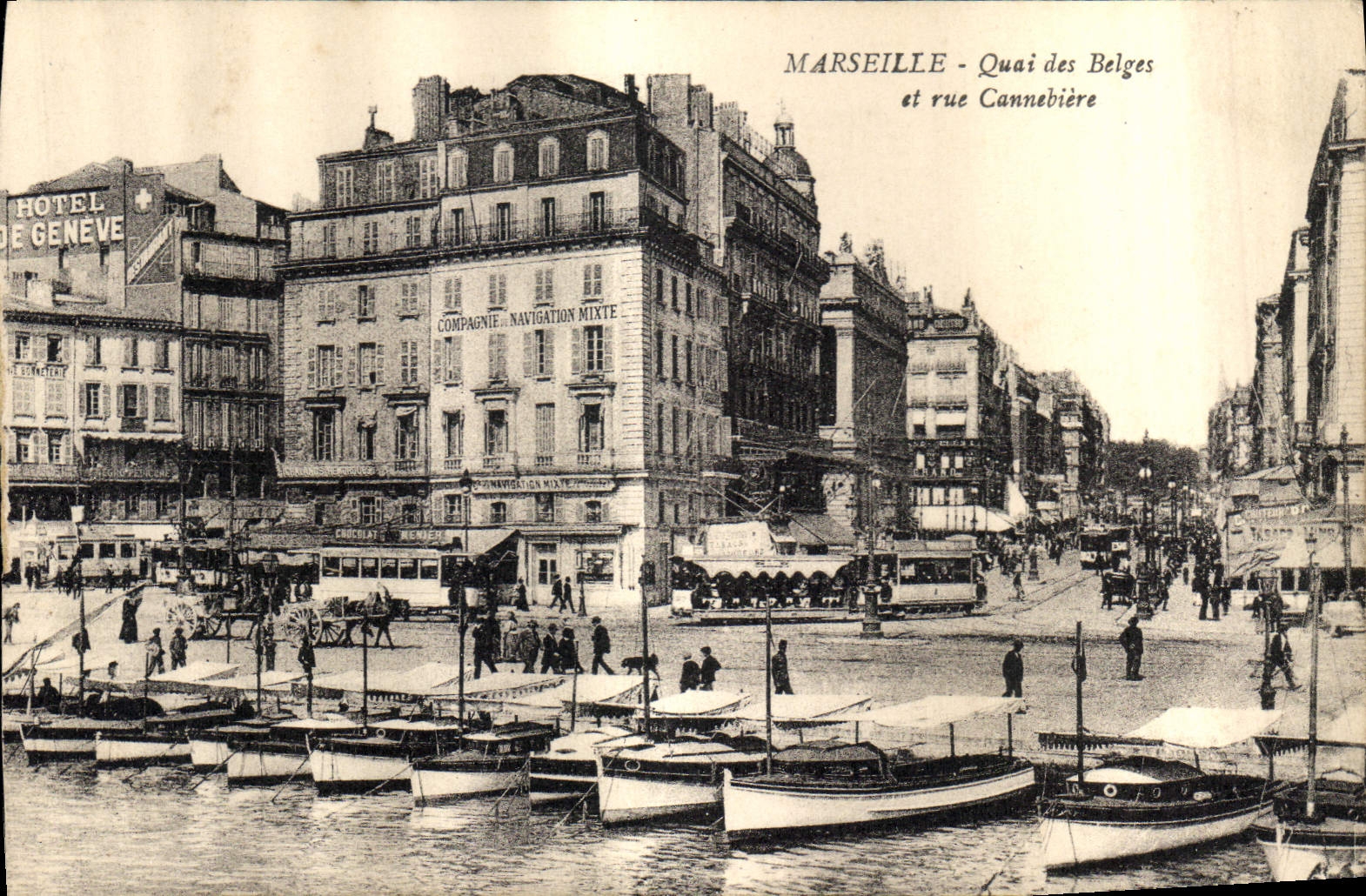 CPA Marseille Quai des Belges et rue Canebiege 