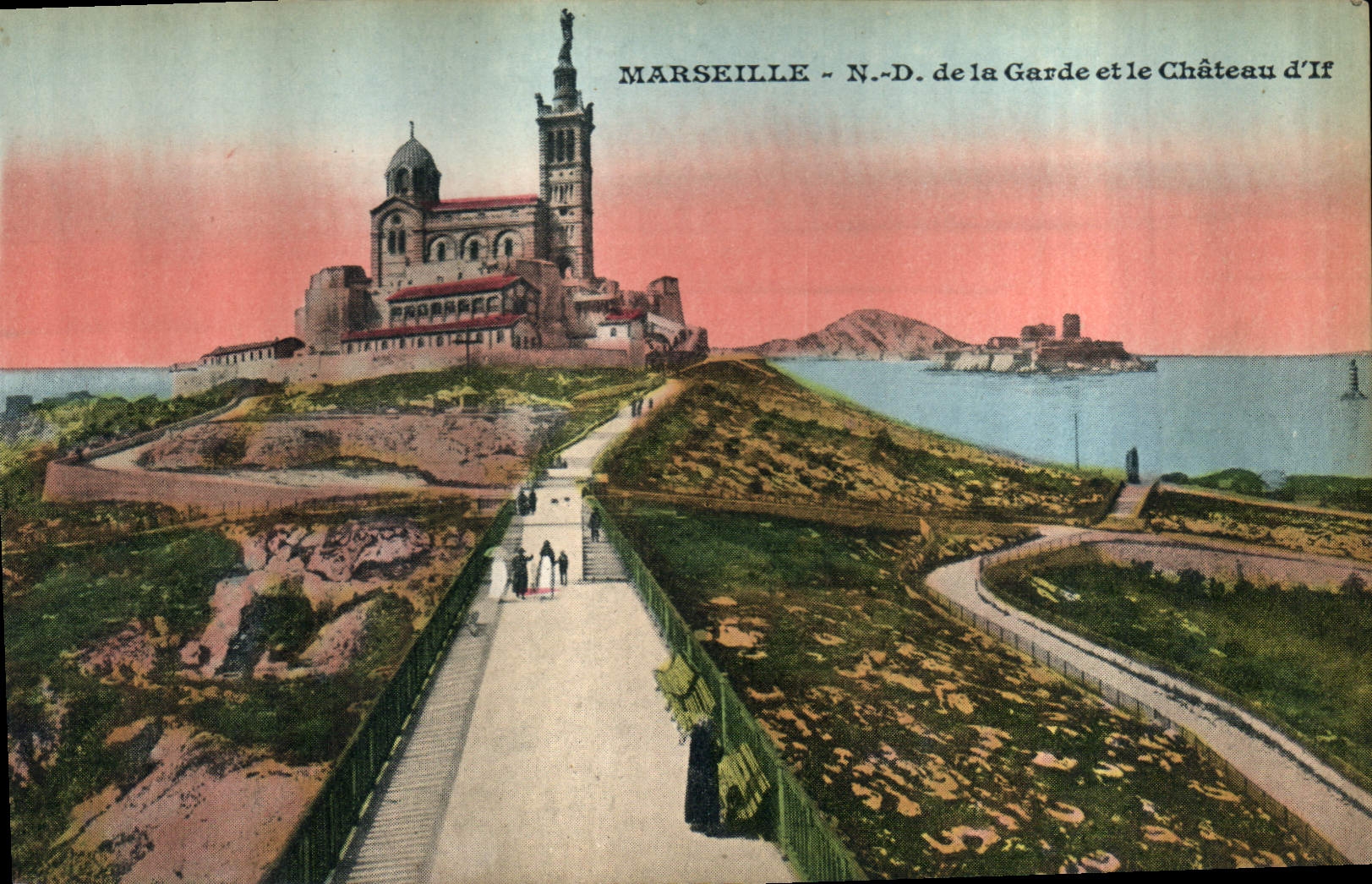 CPA Marseille Notre Dame de la Garde et le Chateau d'If 