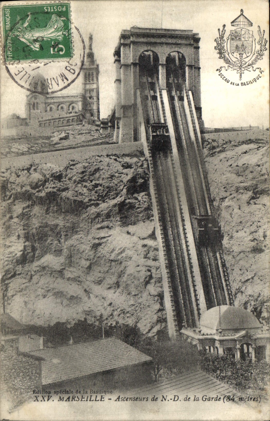 CPA Marseille Ascenseurs de Notre Dame de la Garde 