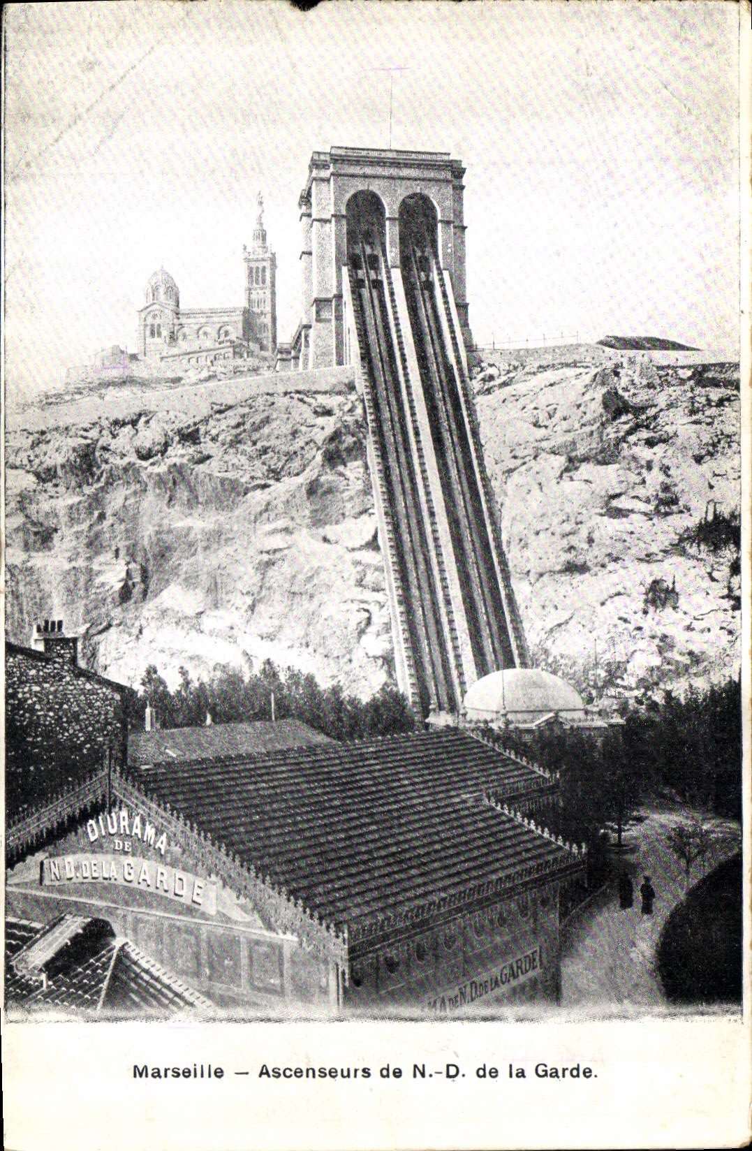 CPA Marseille Ascenseurs de Notre Dame de la Garde 