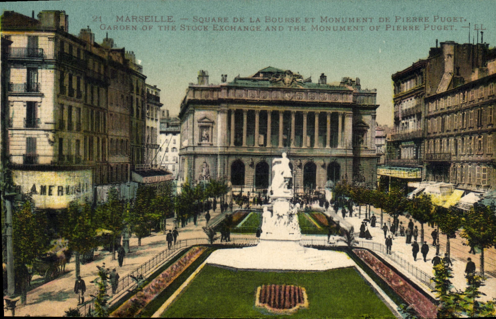CPA Marseille Square de la Bourse et Monument de Pierre Puget 