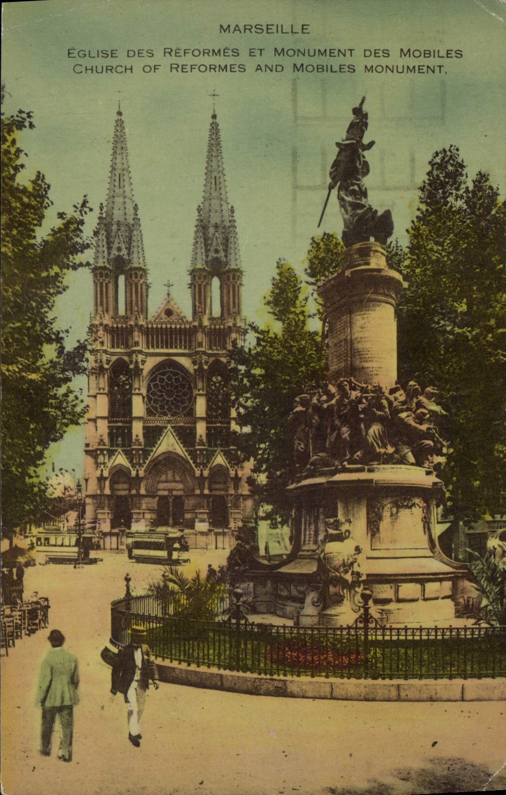 CPA Marseille Eglise des Reformes et Monument des Mobiles 