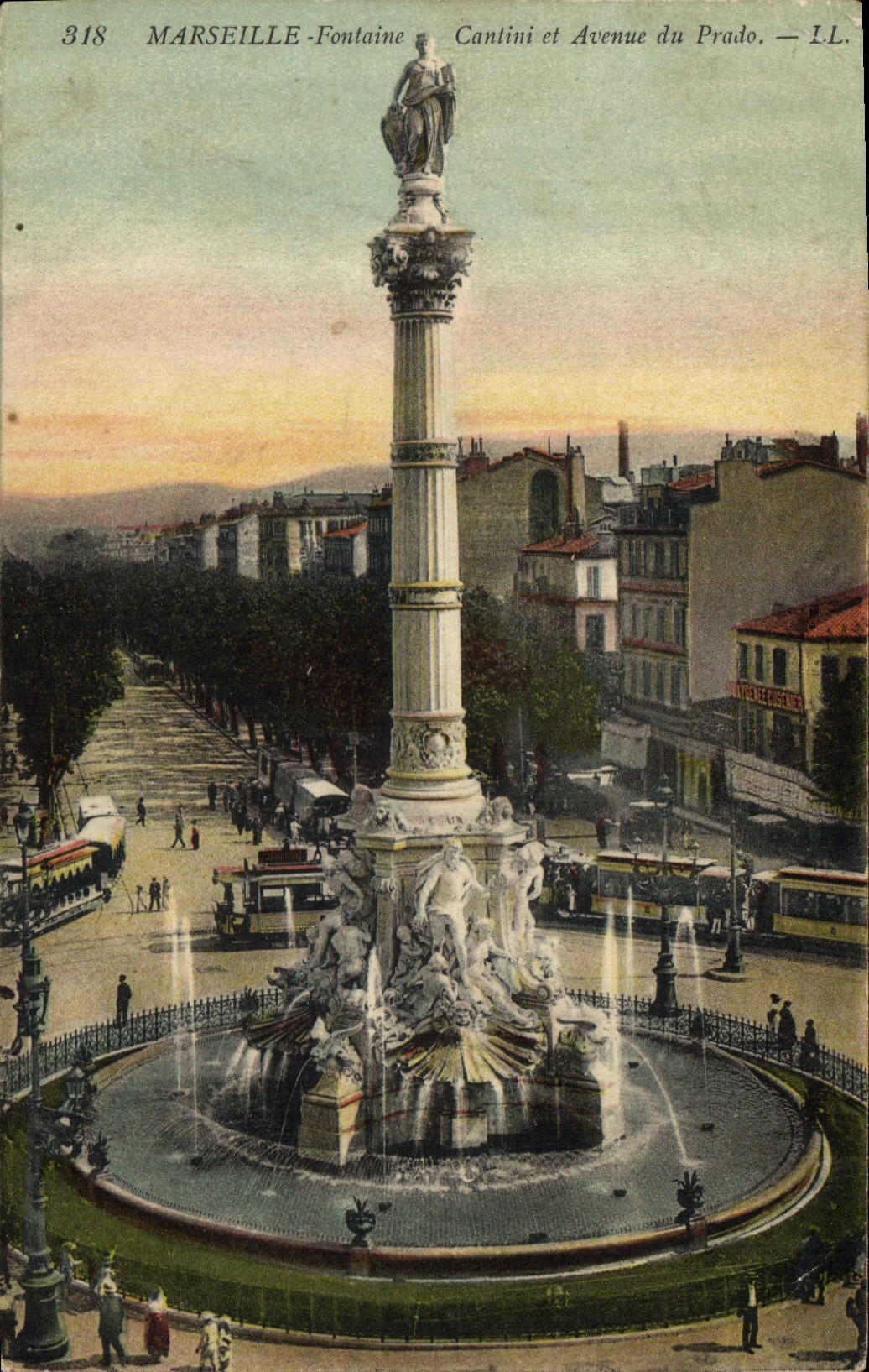 CPA Marseille Fontaine Cantini et Avenue du Prado 