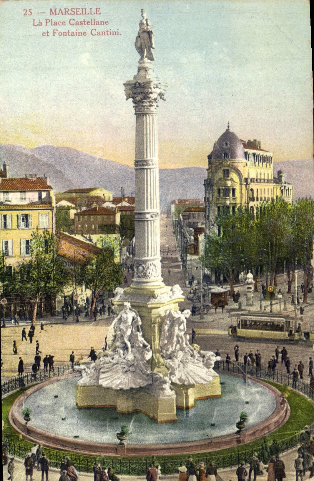 CPA Marseille La Place Castellane et Fontaine Cantini 