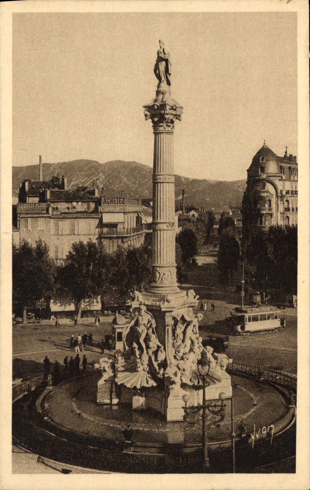 CPA Marseille Bouches du Rhone Place Castellane et Fontaine Cantini 