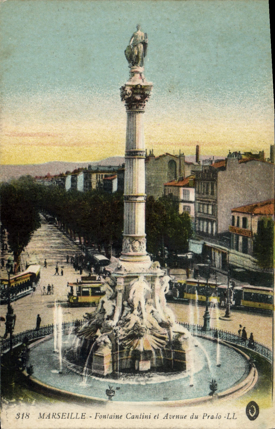 CPA Marseille Fontaine Cantini et Avenue du Prado 