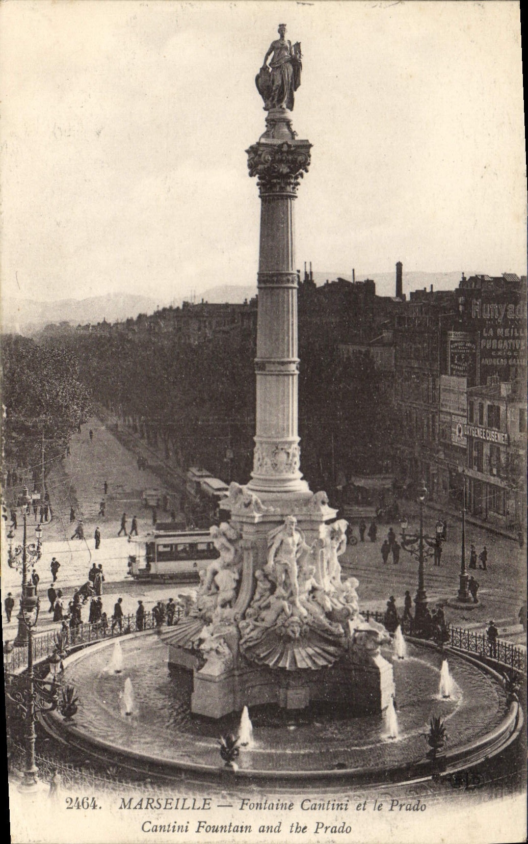 CPA Marseille Fontaine Cantini et le Prado 