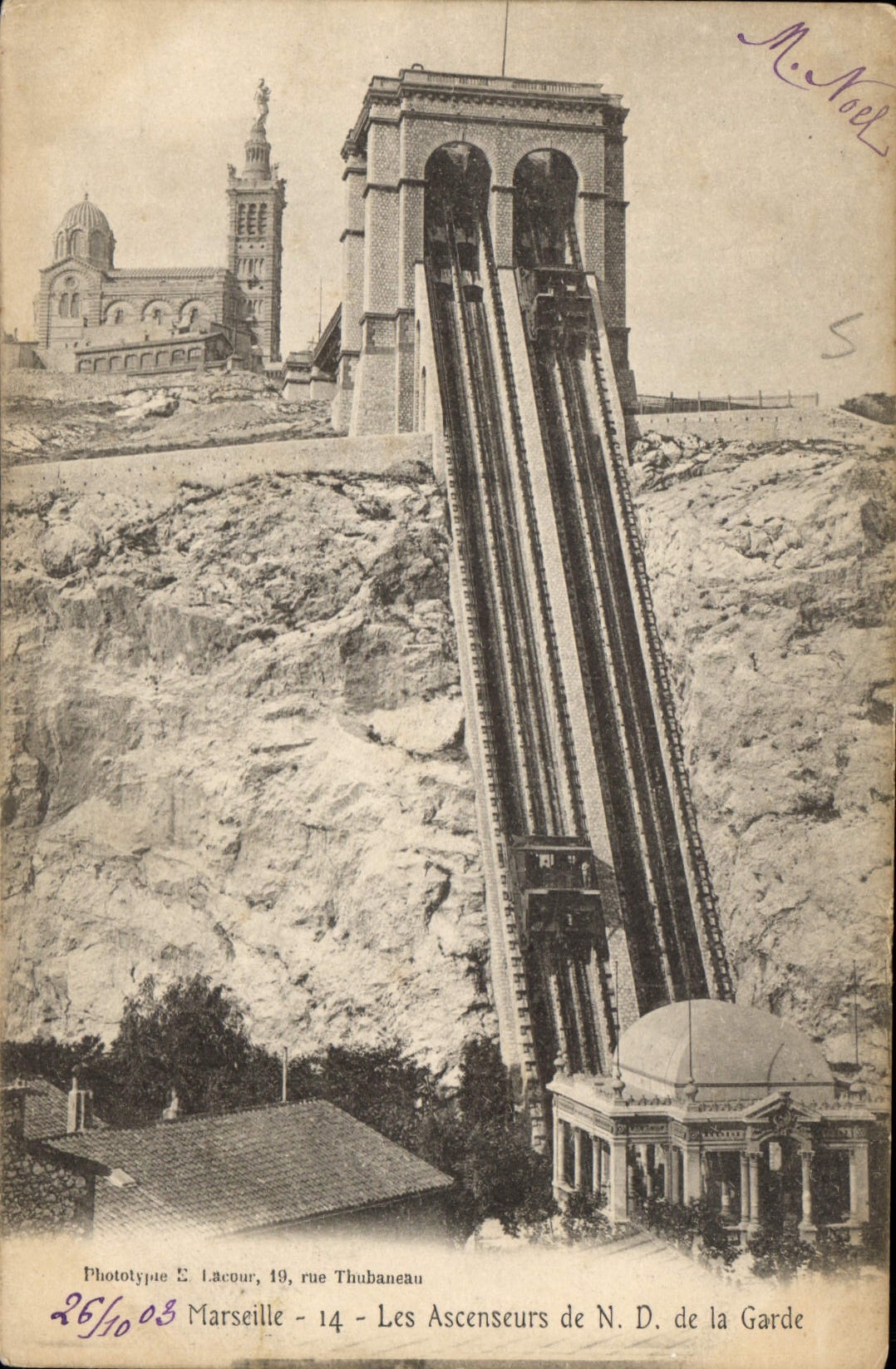 CPA Marseille Les Ascenseurs de Notre Dame de la Garde 
