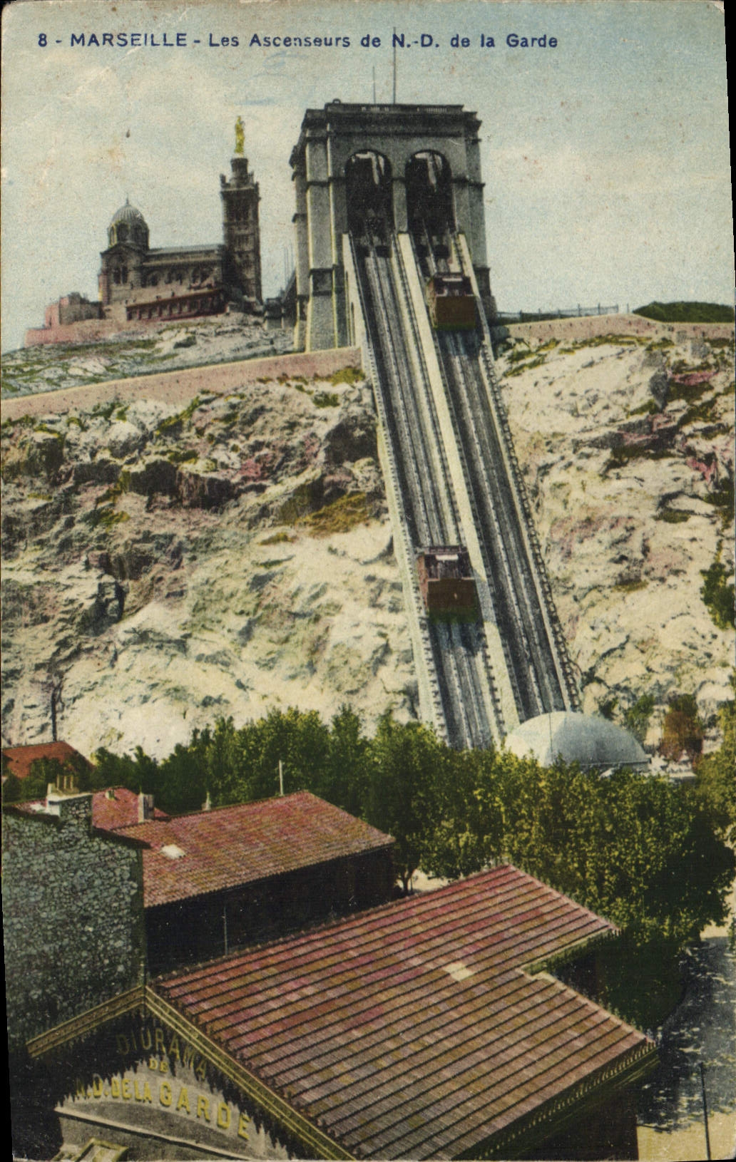 CPA Marseille Les Ascenseurs de Notre Dame de la Garde 