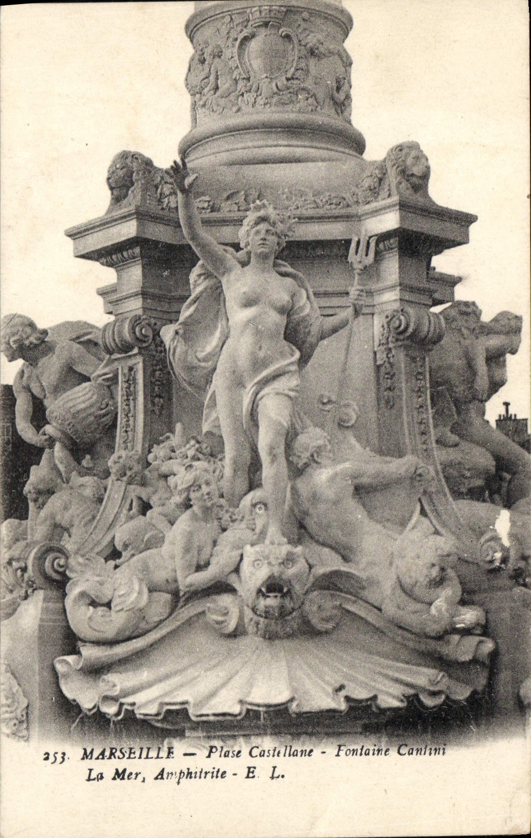 CPA Marseille Place Castellane Fontaine Cantini La Mer Amphitrite