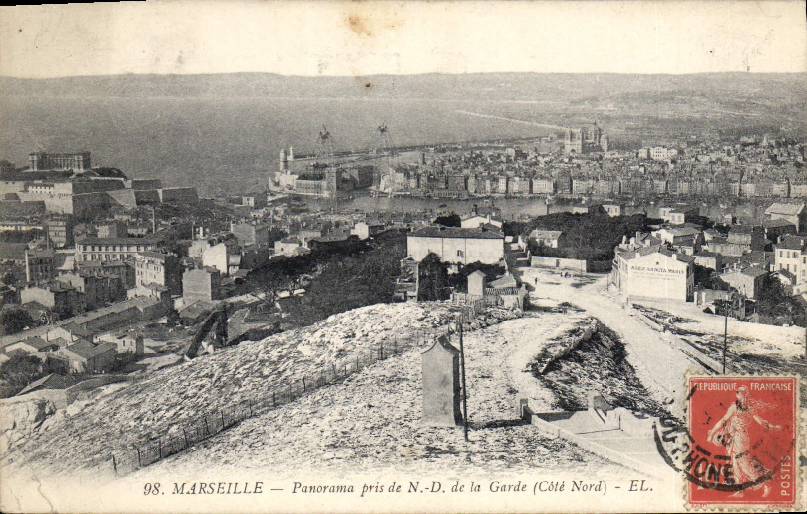 CPA Marseille Panorama pris de Notre Dame de la Garde Cote Nord 
