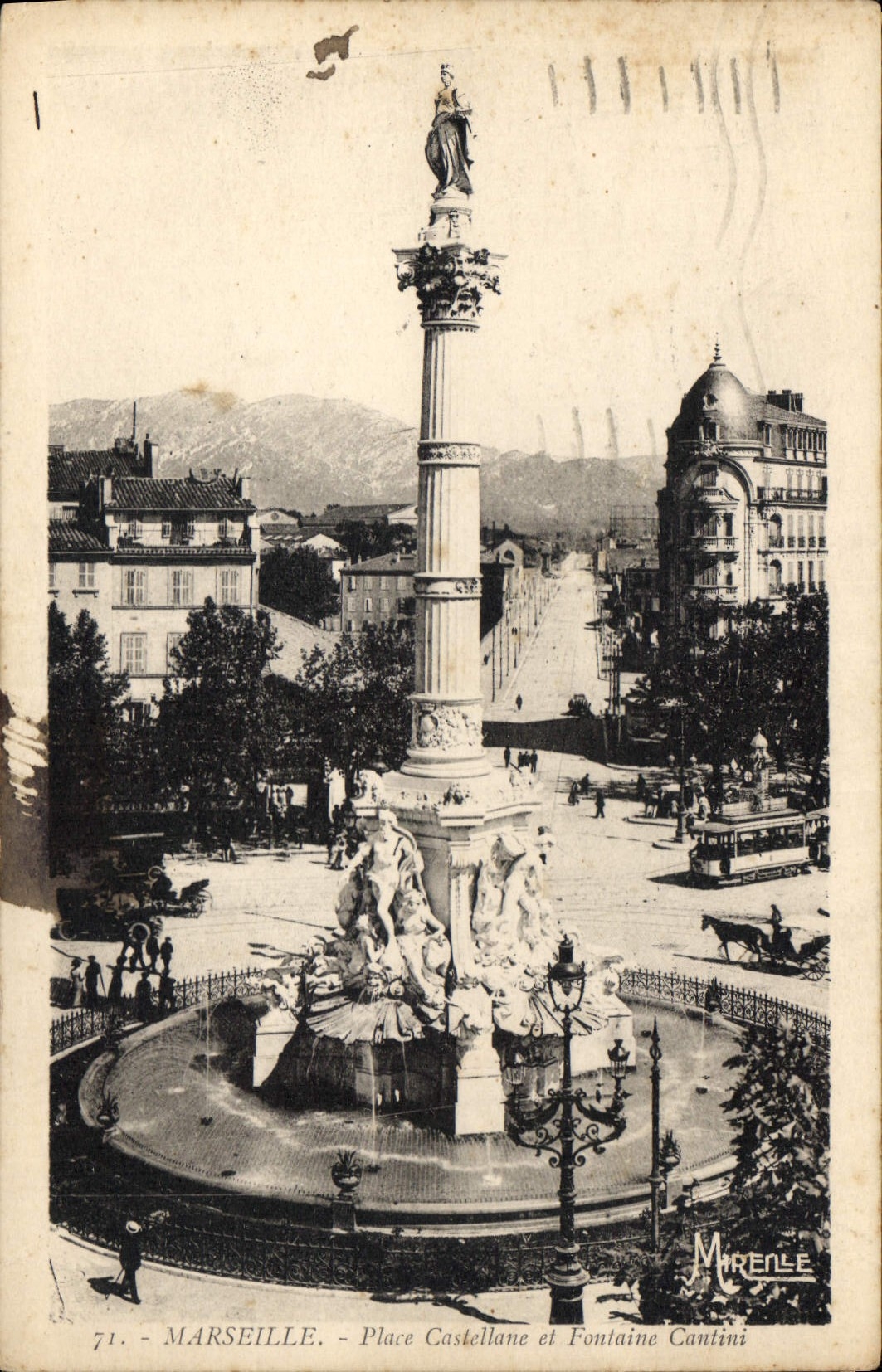 CPA Marseille Place Castellane et Fontaine Cantini 