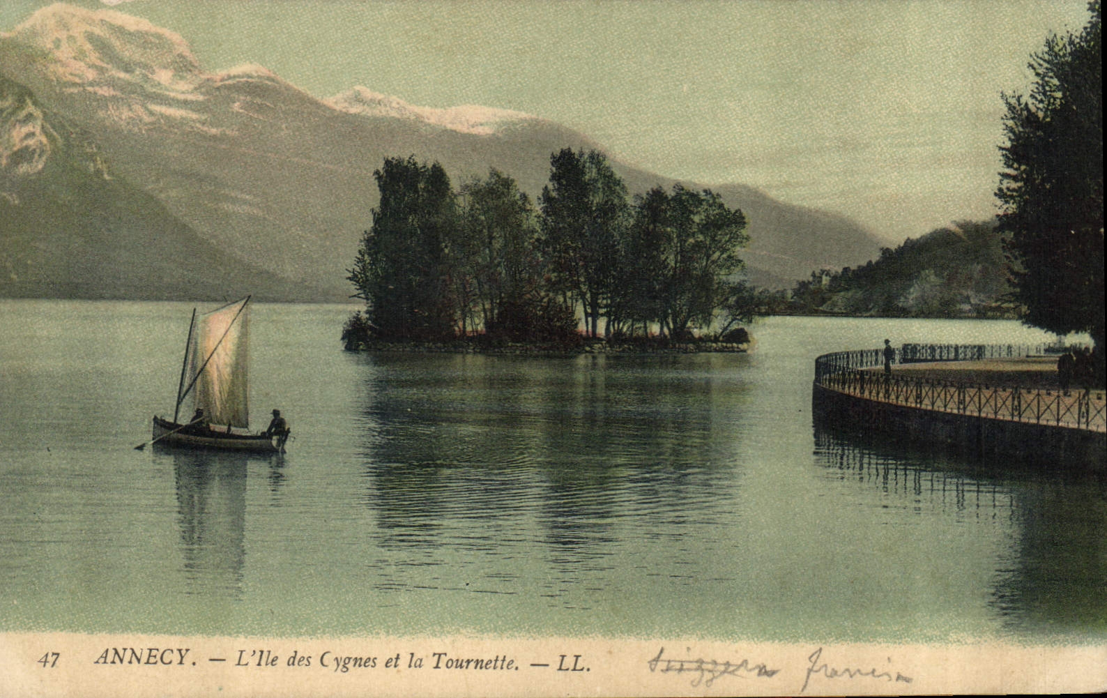 CPA Annecy L'lle des Cygnes et la Tournette